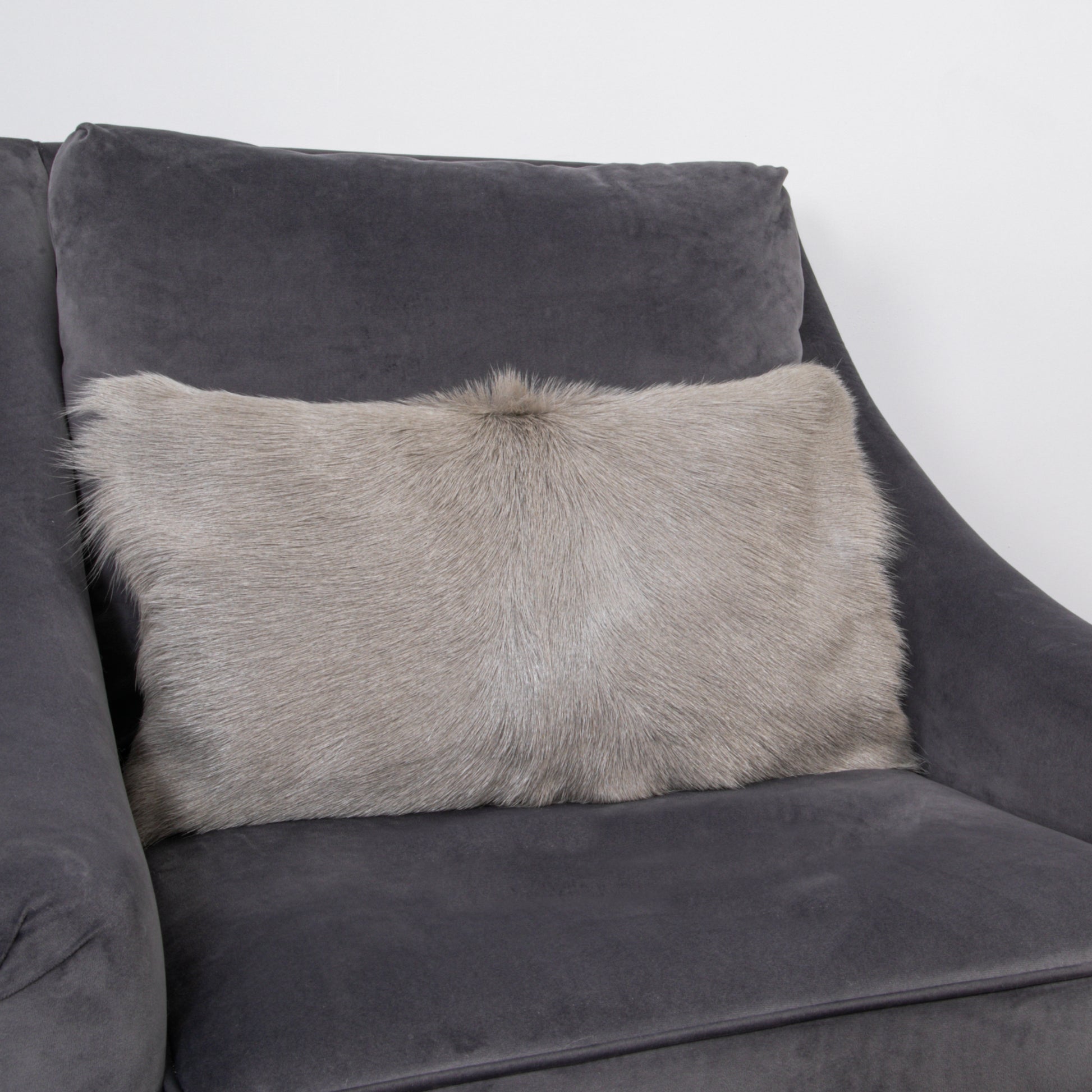 Light Grey Goatskin Cushion 50 x 30cm - CasaFenix