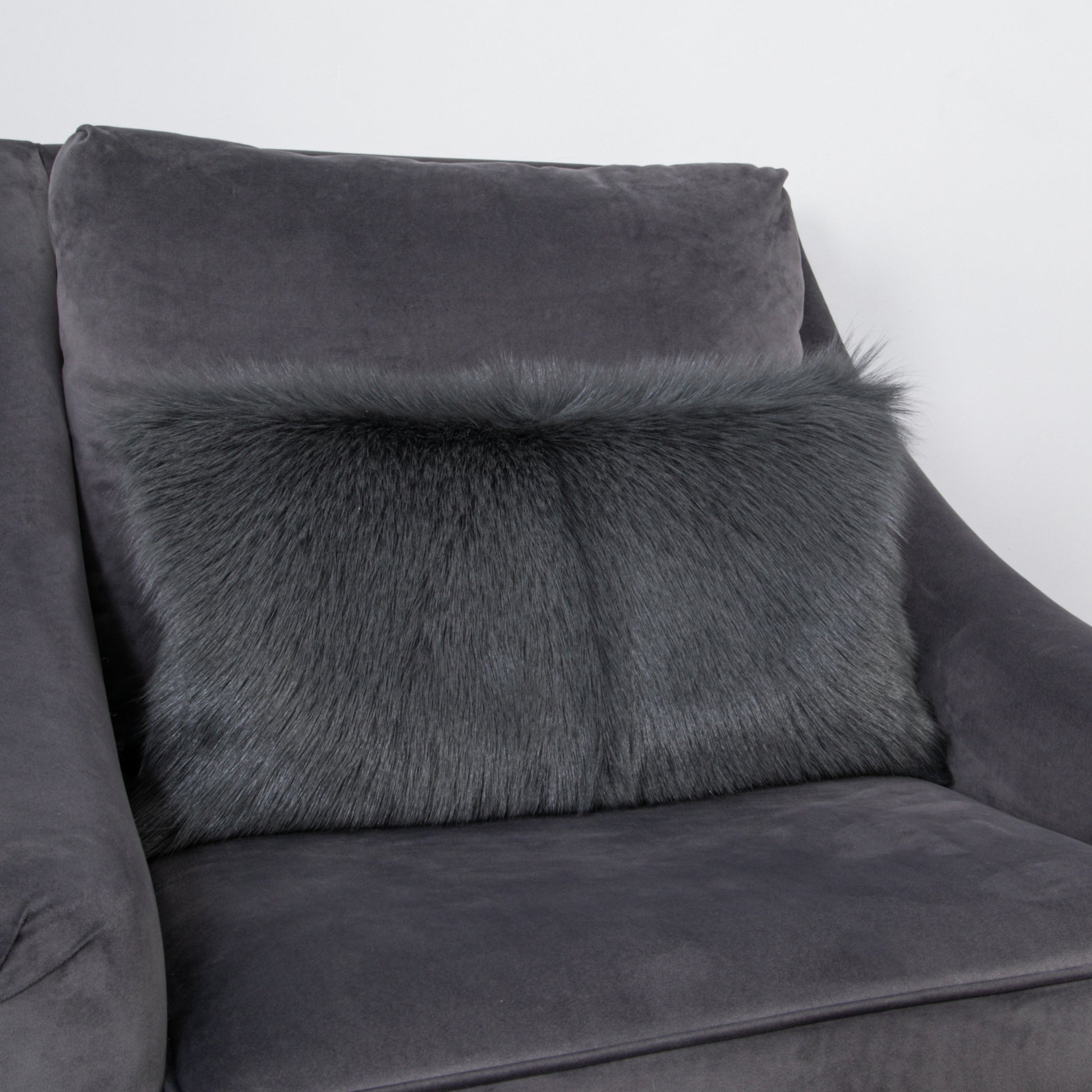 Smoke Grey Goatskin Cushion 50 x 30cm - CasaFenix