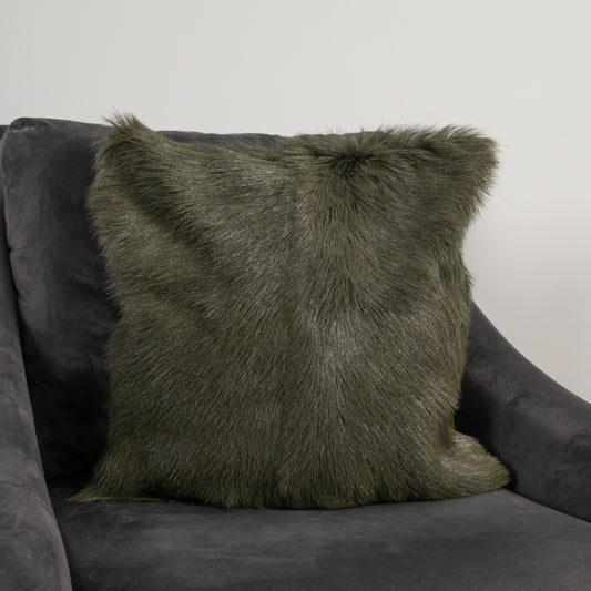 Forest Green Goatskin Cushion 45 x 45cm - CasaFenix