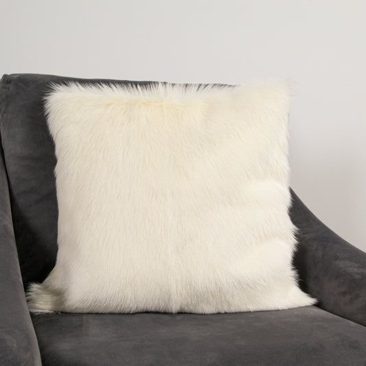 Ivory Goatskin Cushion 45 x 45cm - CasaFenix