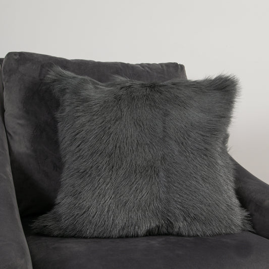 Smoke Grey Goatskin Cushion 45 x 45cm - CasaFenix