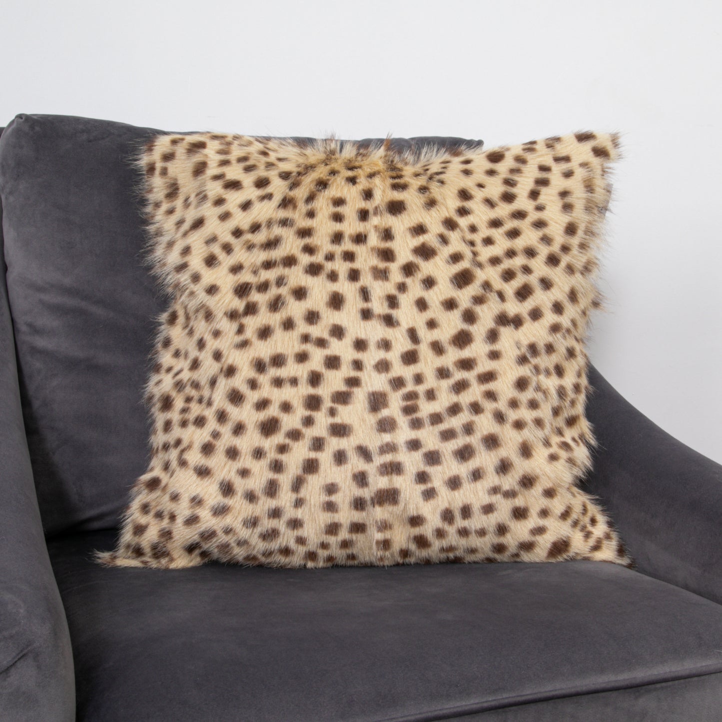 Brown Leopard Goatskin Print Cushion 45x45cm - CasaFenix