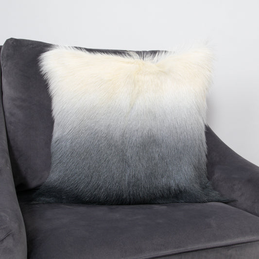 Ivory / Charcoal Goatskin Cushion 45 x 45cm - CasaFenix