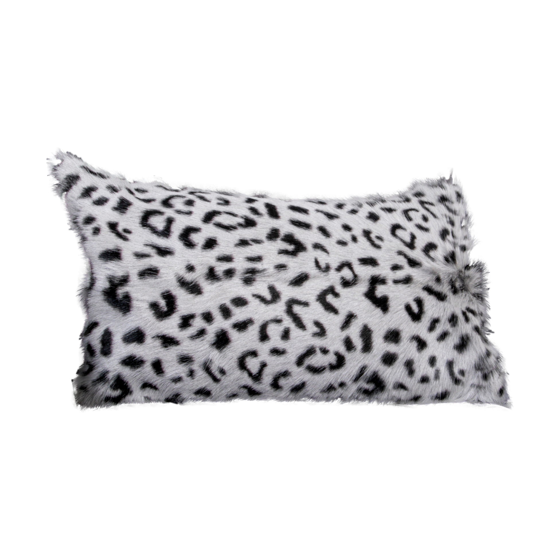 Grey Leopard Goatskin Print Cushion 50x30cm - CasaFenix