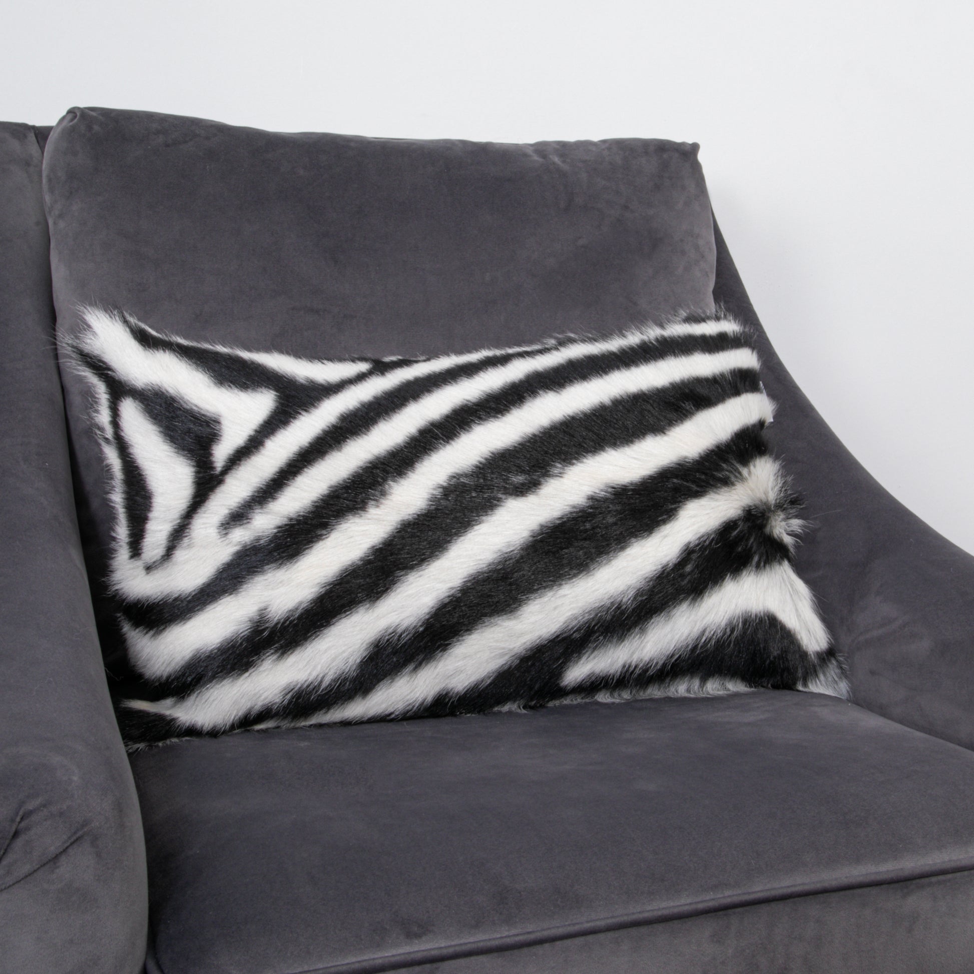 Zebra Goatskin Print Cushion 50x30cm - CasaFenix