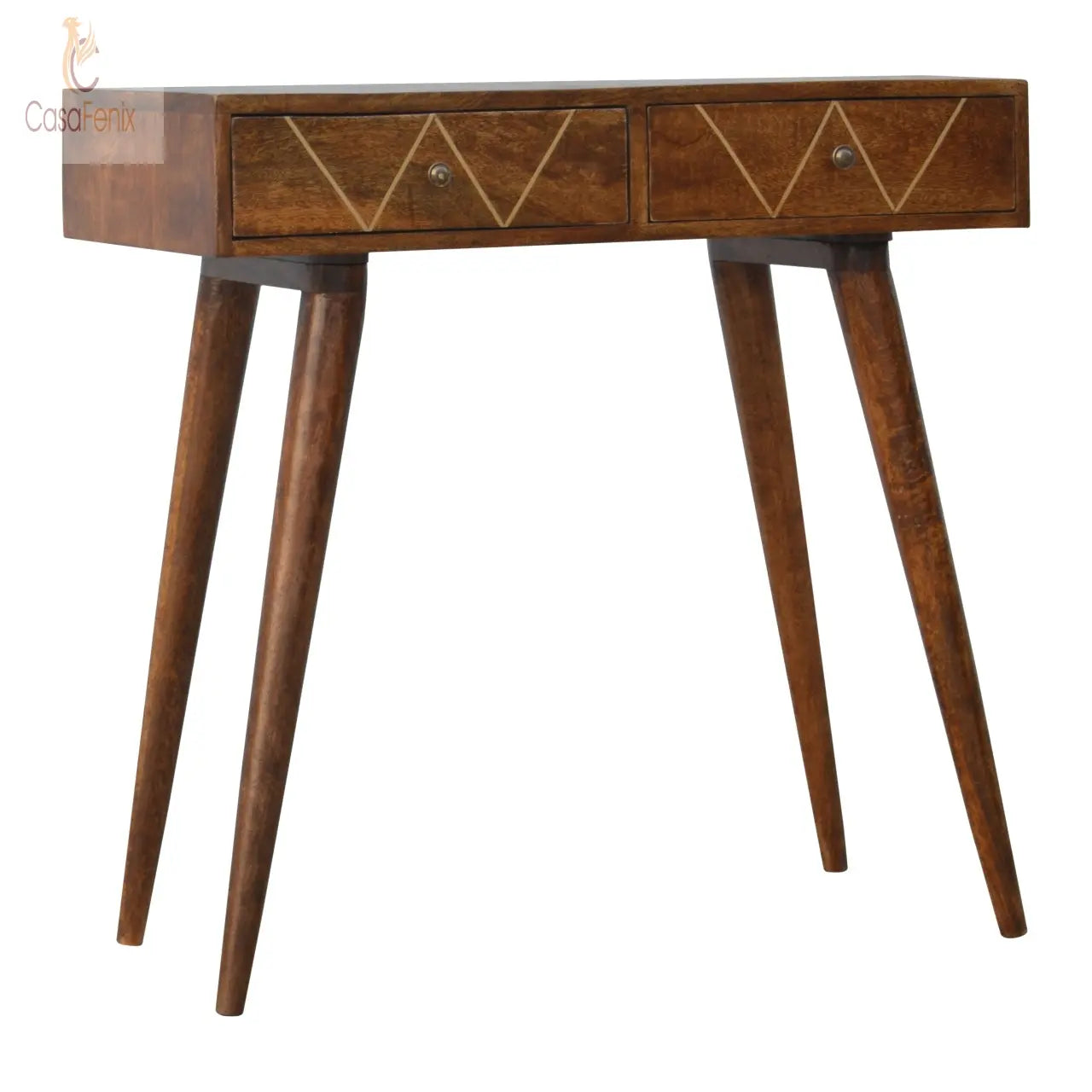 Geometric Brass Inlay Console Table - CasaFenix