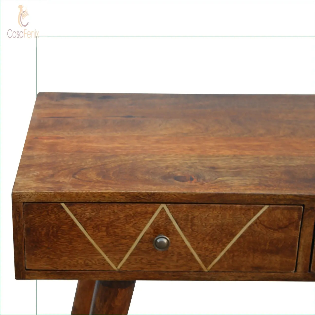 Geometric Brass Inlay Console Table - CasaFenix