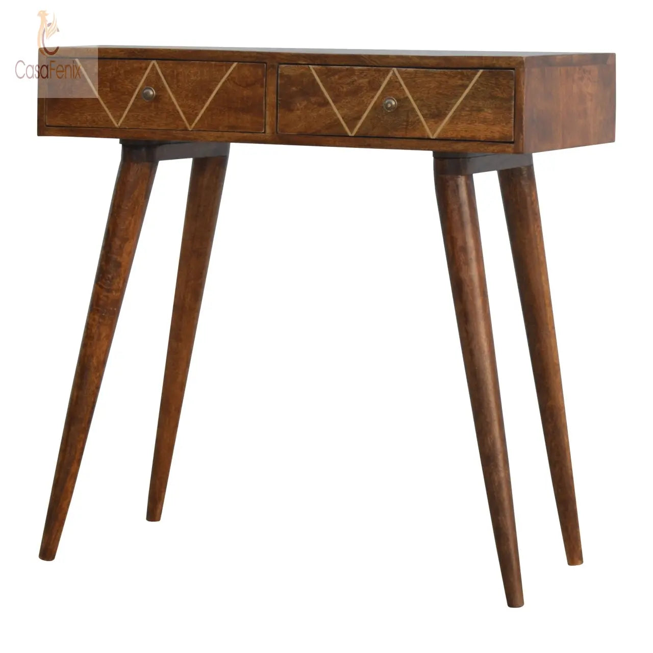 Geometric Brass Inlay Console Table - CasaFenix