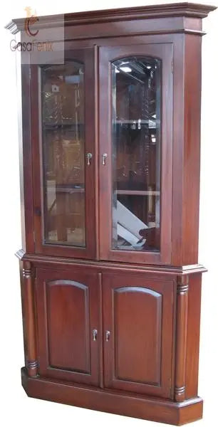 Glazed Solid Mahogany Display Cabinet 4 Door, 4 Drawer - CasaFenix