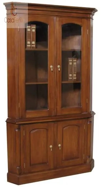 Glazed Solid Mahogany Display Cabinet 4 Door, 4 Drawer - CasaFenix