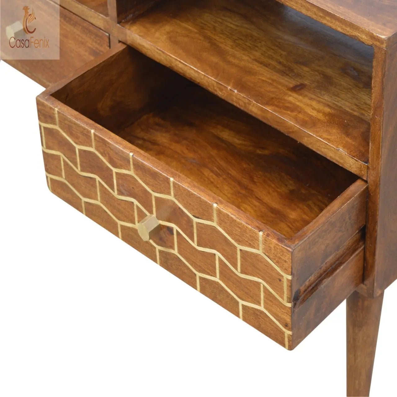 Gold Art Pattern Drawer Media Unit 2 Drawer TV Stand - CasaFenix