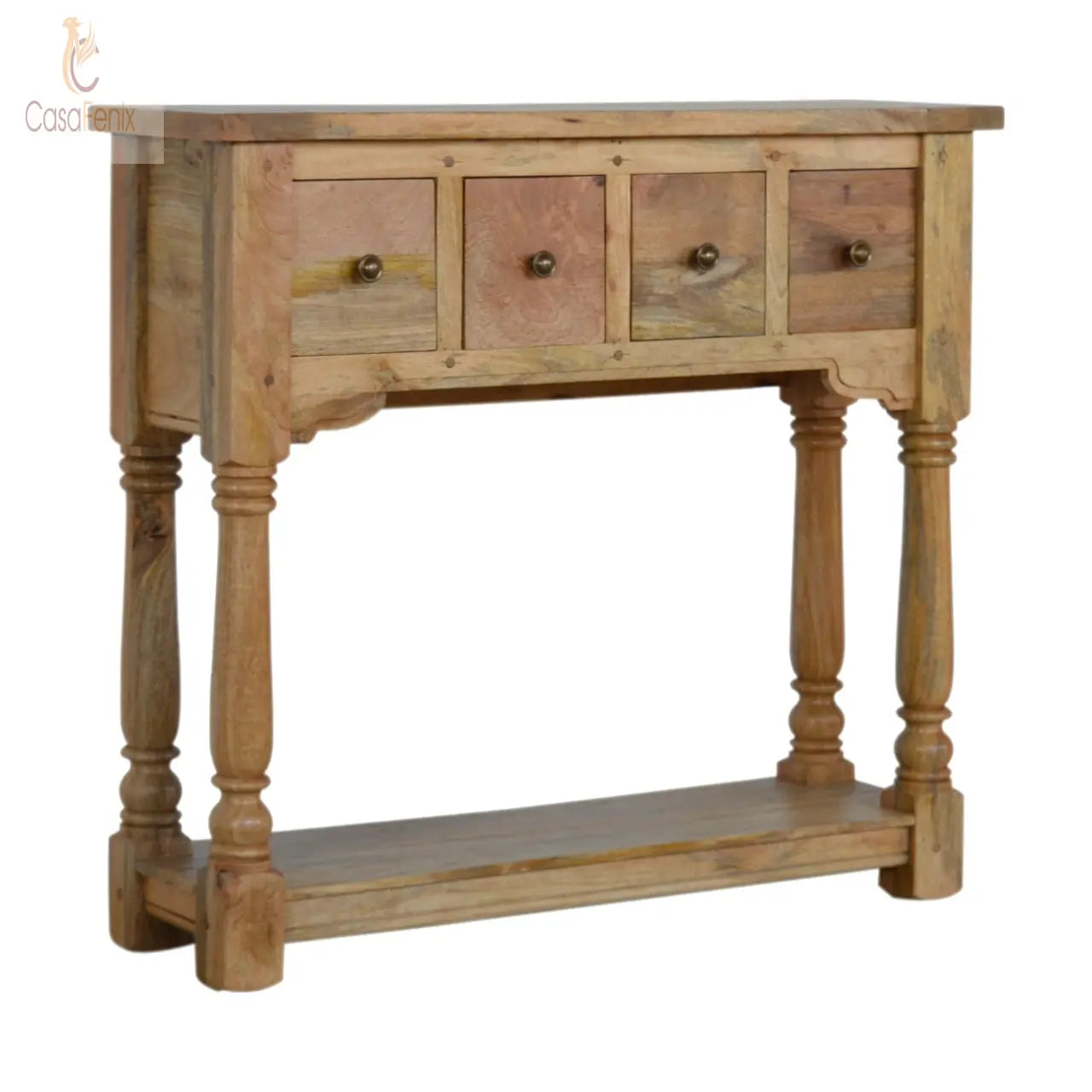 Granary Royale 4 Drawer Console Table 100% solid mango wood - CasaFenix