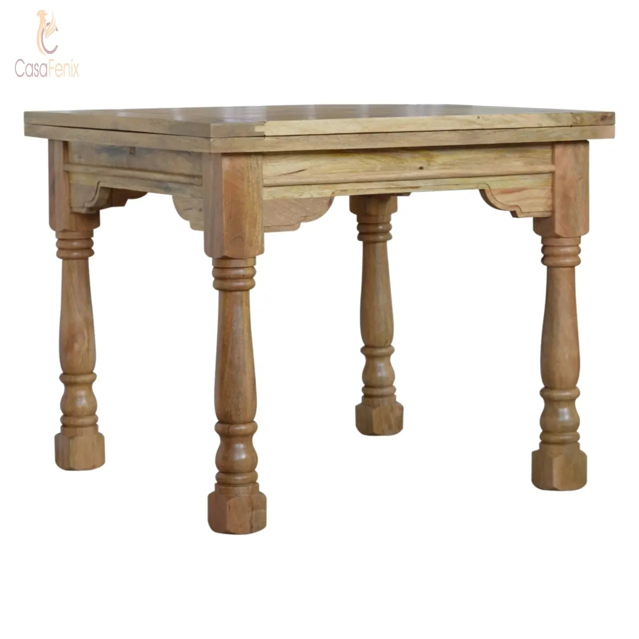 Granary Royale Turned Leg Butterfly Dining Table 100% solid Mango wood, hand-distressed oak-ish finish - CasaFenix