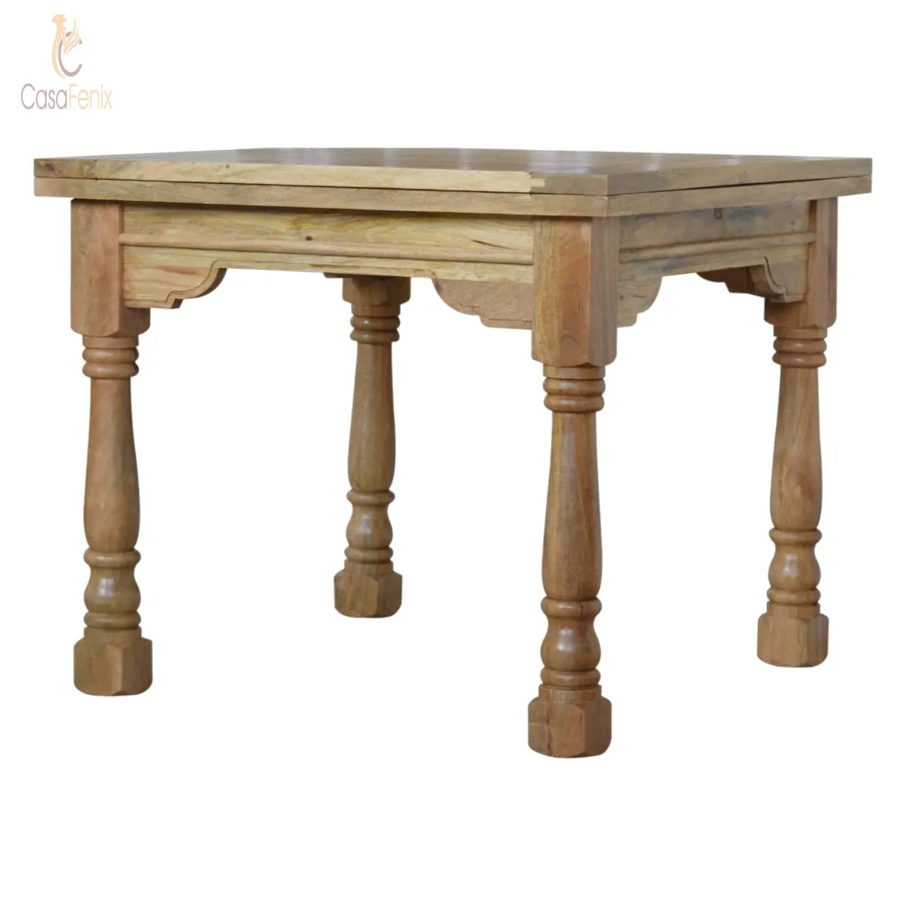 Granary Royale Turned Leg Butterfly Dining Table 100% solid Mango wood, hand-distressed oak-ish finish - CasaFenix