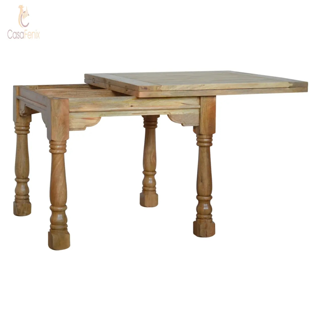 Granary Royale Turned Leg Butterfly Dining Table 100% solid Mango wood, hand-distressed oak-ish finish - CasaFenix