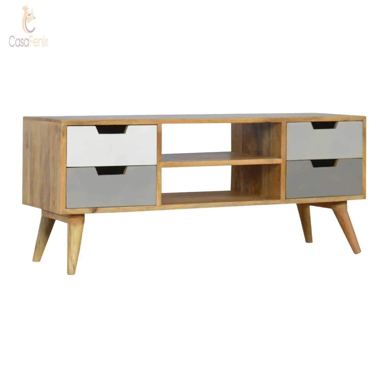 Grey Hand Painted Entertainment Unit 100% solid mango wood - CasaFenix