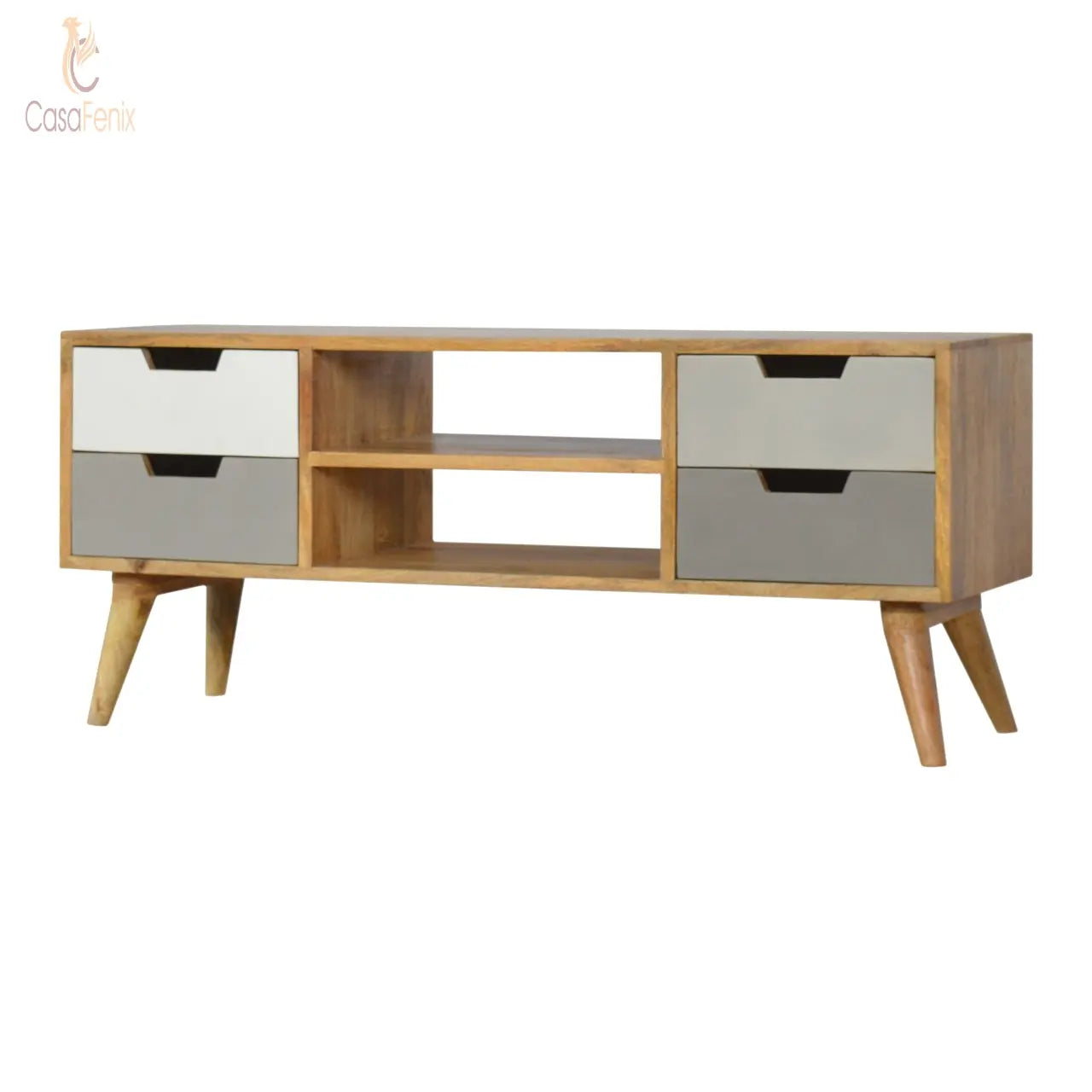 Grey Hand Painted Entertainment Unit 100% solid mango wood - CasaFenix