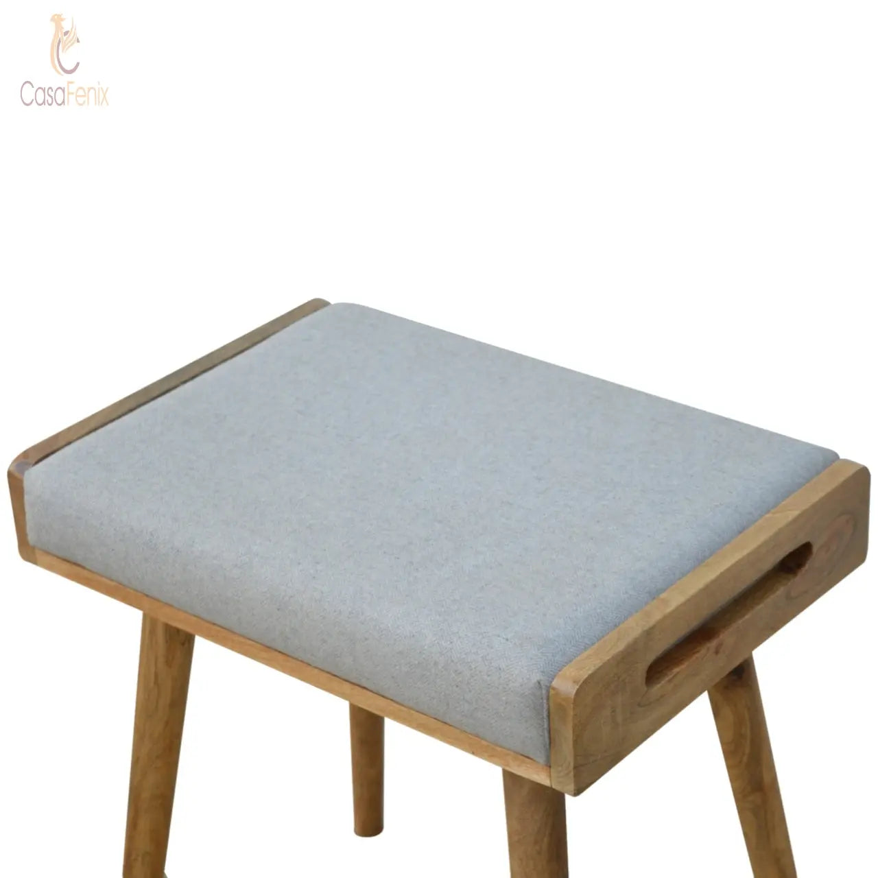 Grey Tweed Tray Style Footstool - CasaFenix