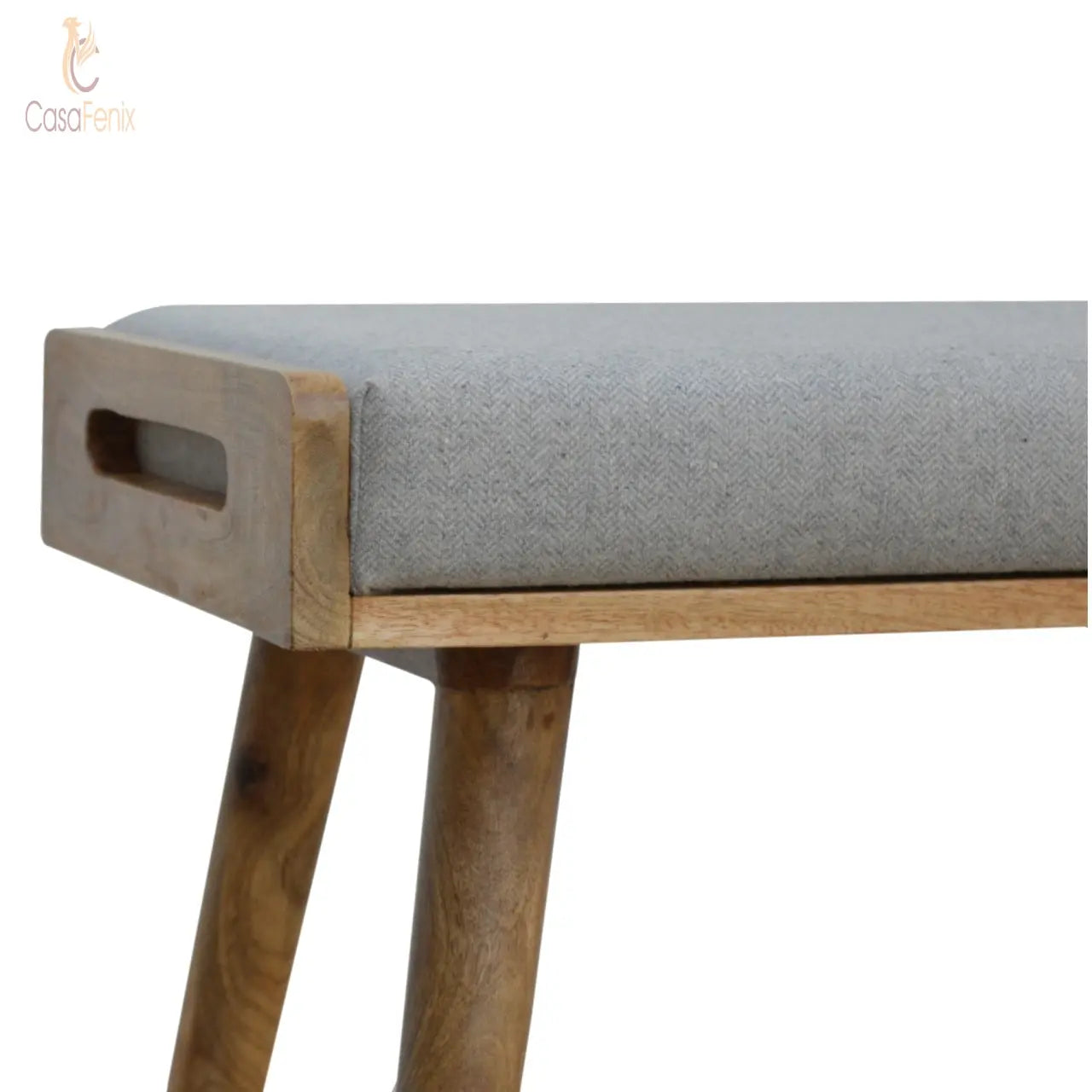 Grey Tweed Tray Style Footstool - CasaFenix