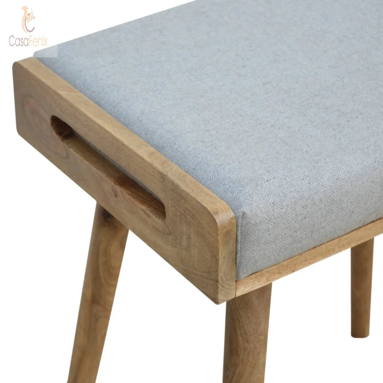 Grey Tweed Tray Style Footstool - CasaFenix