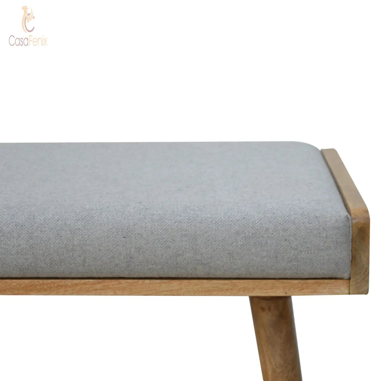 Grey Tweed Tray Style Footstool - CasaFenix