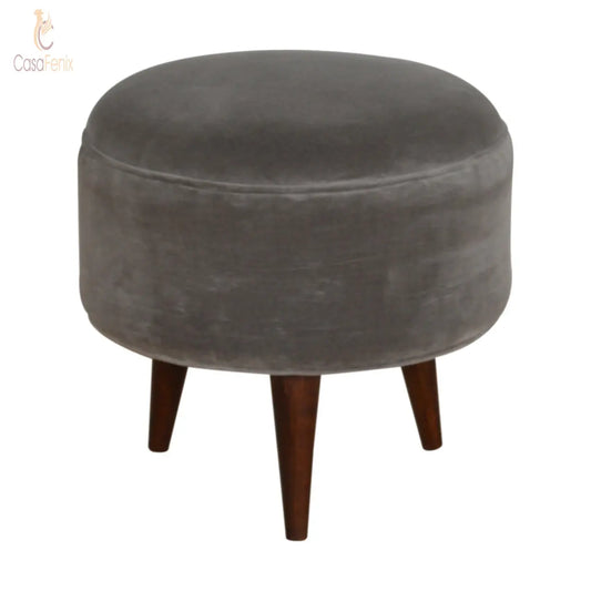 Grey Velvet Nordic Style Footstool stool CasaFenix