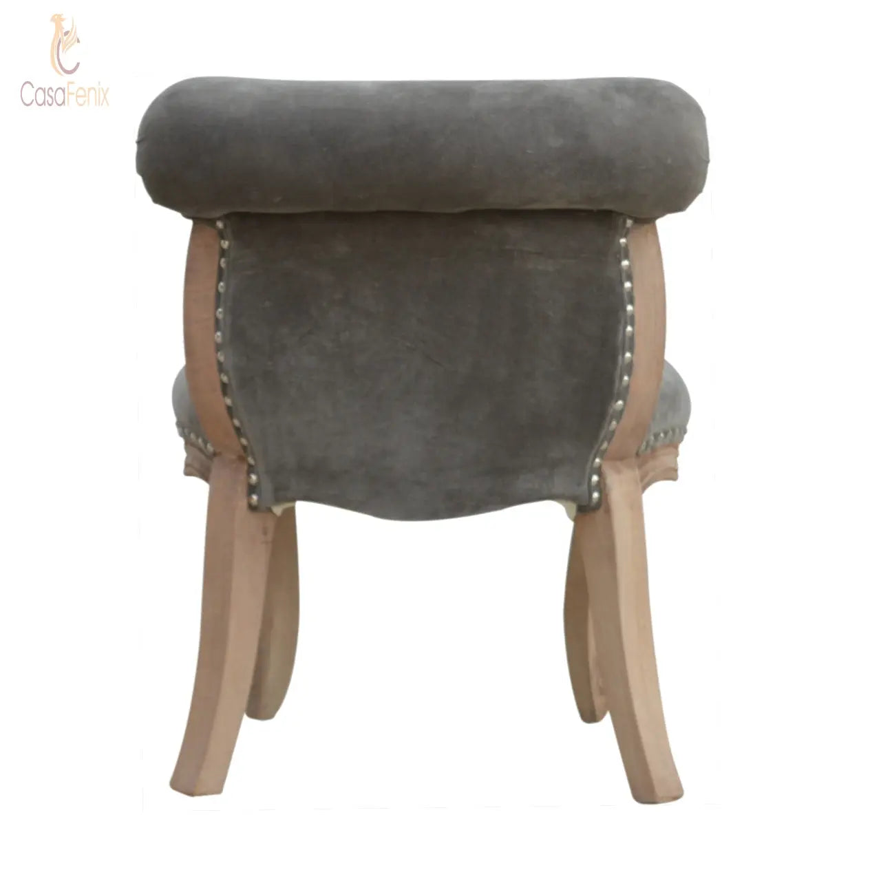 Grey Velvet Studded Chair Chairs CasaFenix