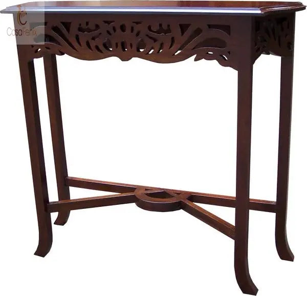 Solid Mahogany Fretwork Rectangular Side / Hall Console Table - CasaFenix