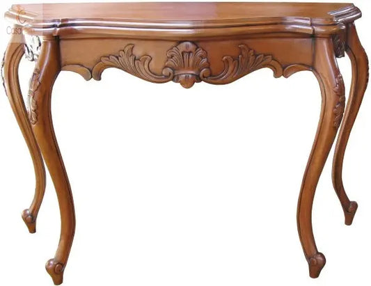 Shaped Top & Legs Solid Mahogany Rectangular Side / Hall Table - CasaFenix