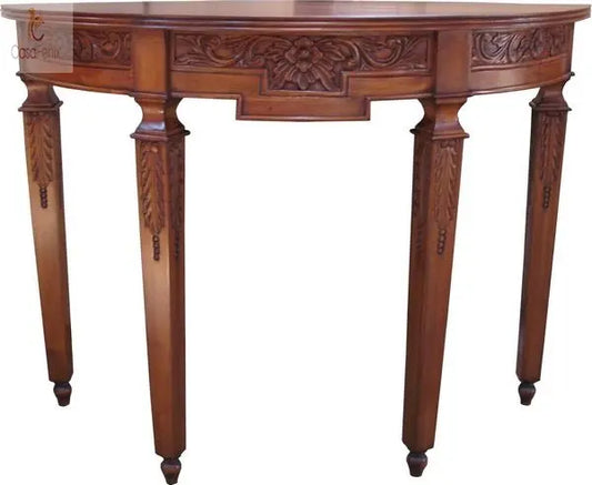 Carved Shaped Top & Legs Solid Mahogany Rectangular Side / Hall Table - CasaFenix