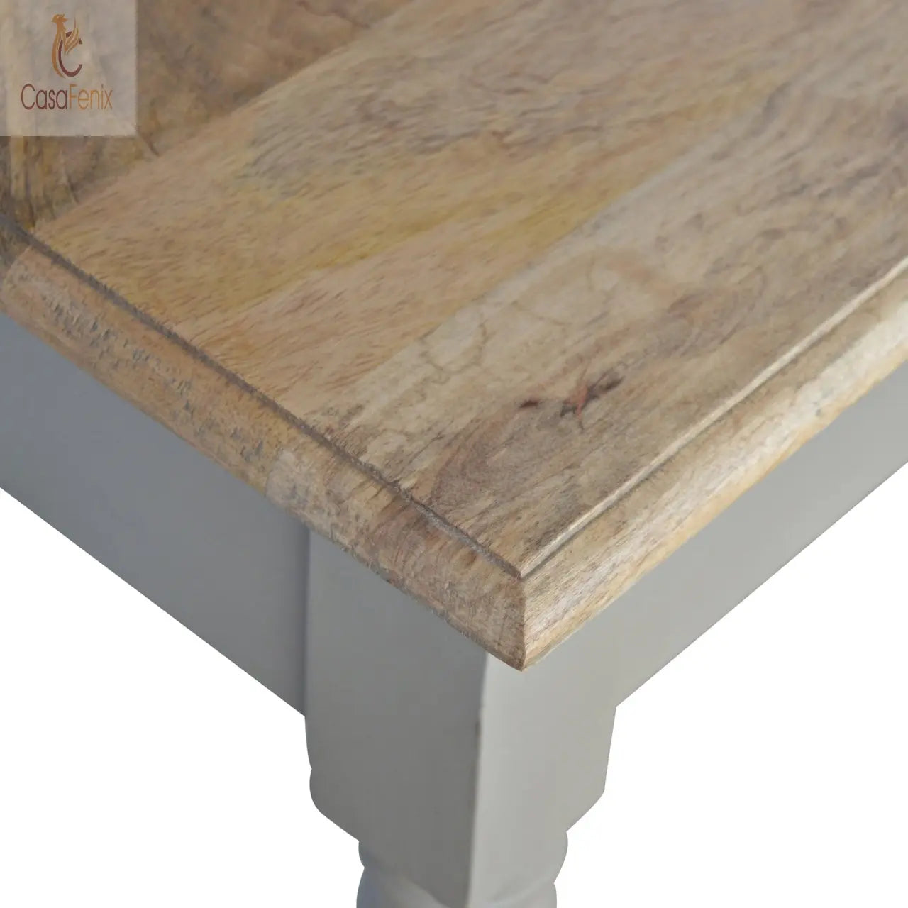 Hand Painted Writing Desk 100% solid mango wood Two Tone Grey & Oak-ish - CasaFenix