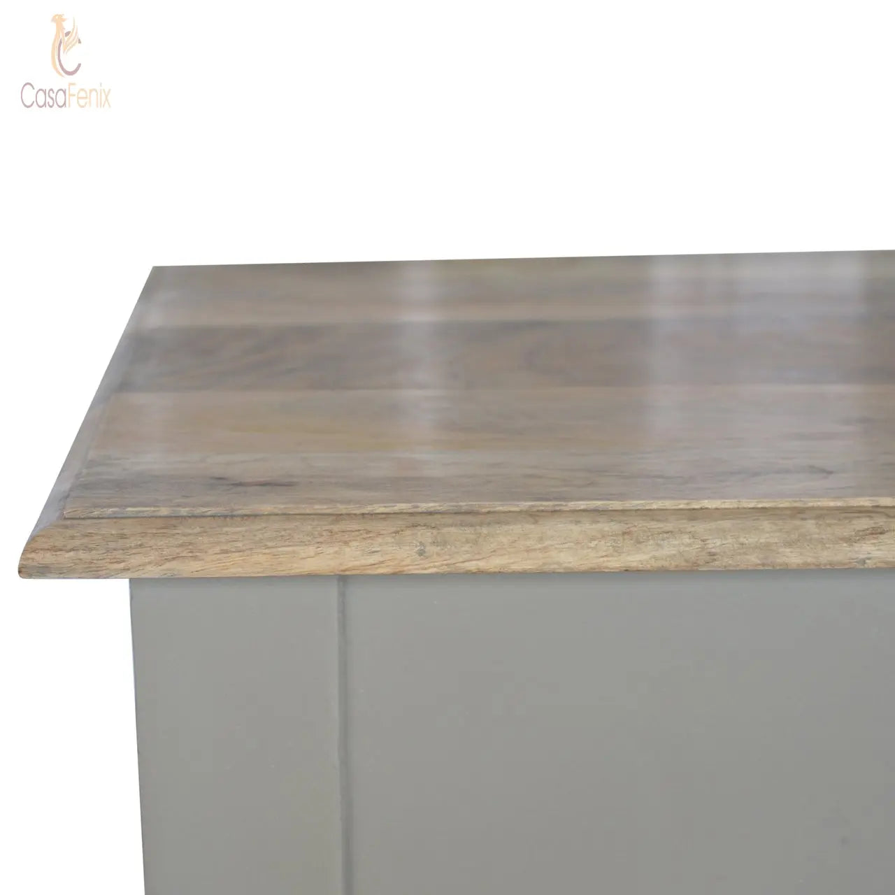 Hand Painted Writing Desk 100% solid mango wood Two Tone Grey & Oak-ish - CasaFenix