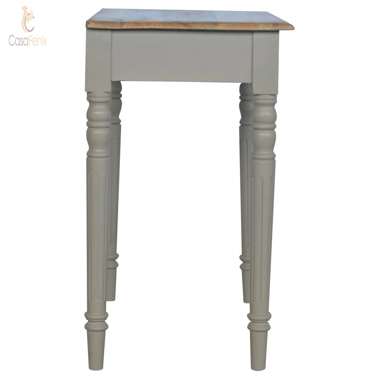 Hand Painted Writing Desk 100% solid mango wood Two Tone Grey & Oak-ish - CasaFenix