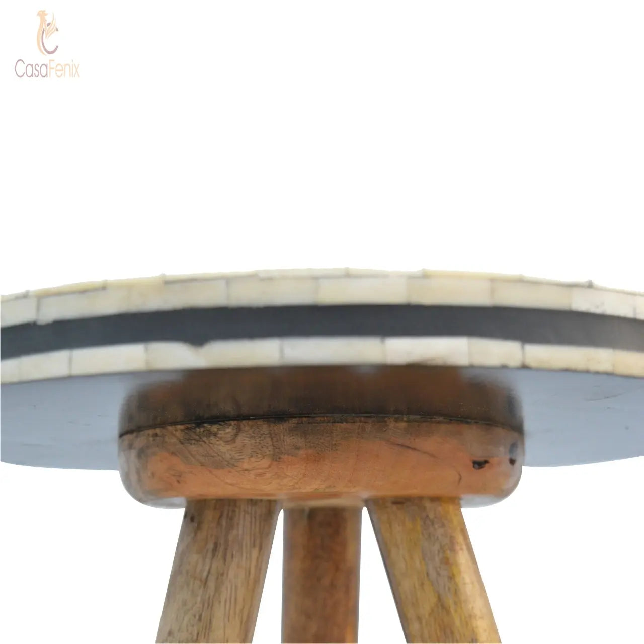 Honeycomb Black & White Bone Inlay Tripod Stool - CasaFenix