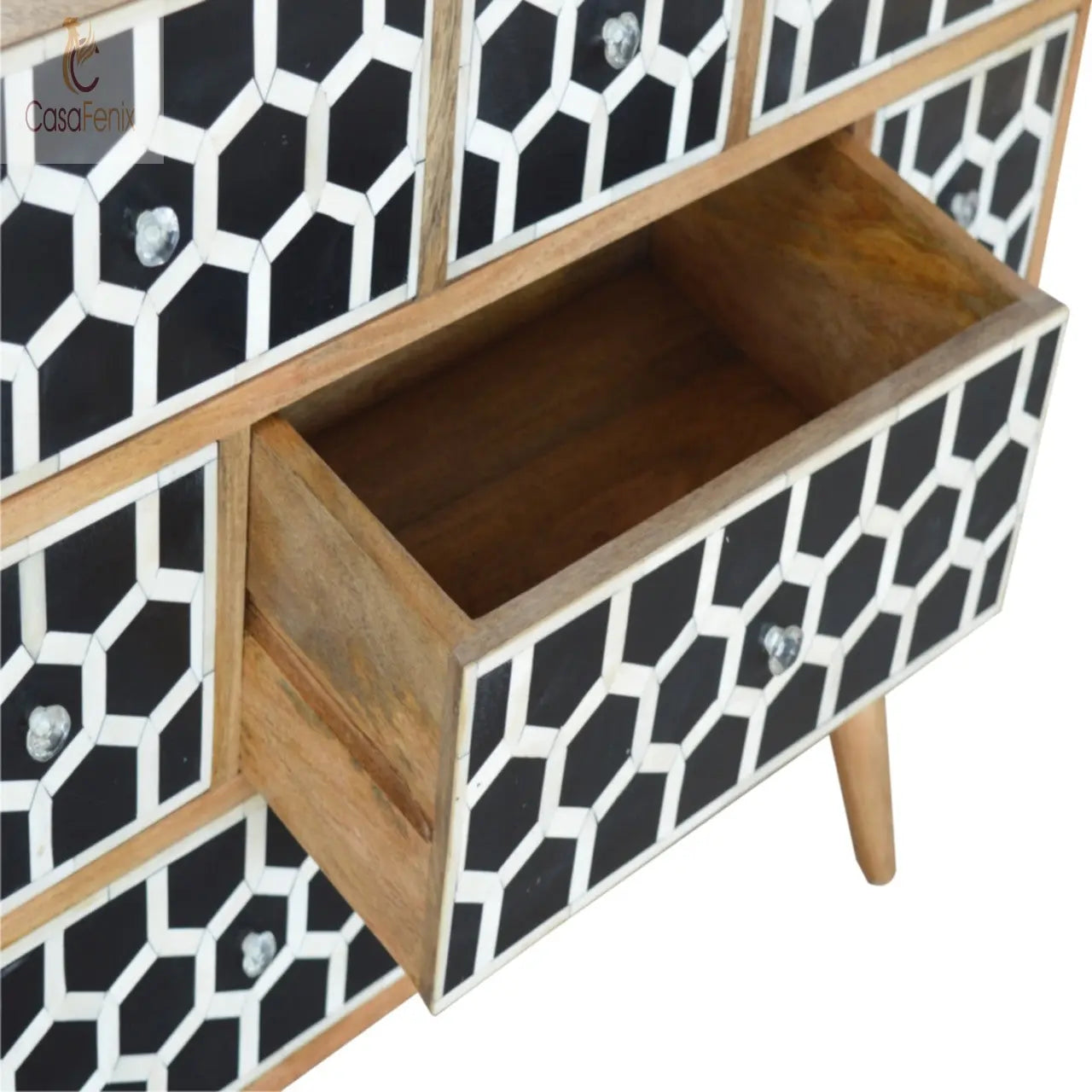 Honeycomb Bone Inlay 8 Drawer Chest Nordic Design Solid Wood - CasaFenix