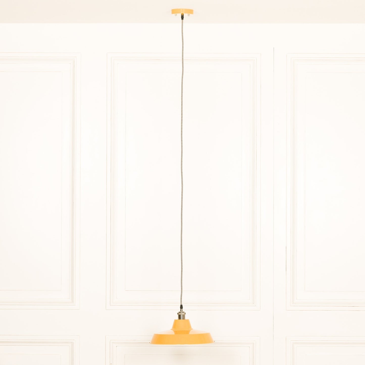 Factory Style Mustard Yellow Enamel Painted 36cm Pendant Light CasaFenix