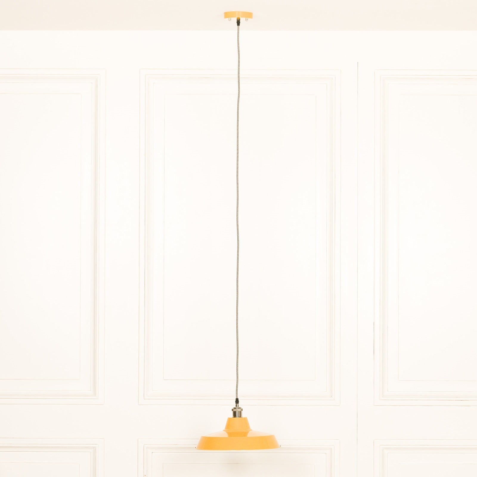 Factory Style Mustard Yellow Enamel Painted 36cm Pendant Light CasaFenix