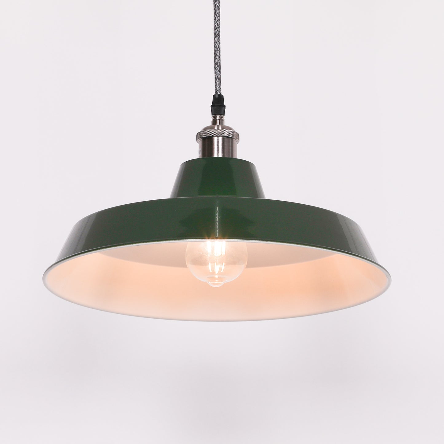 Factory Style British Green Enamel Painted 36cm Pendant Light CasaFenix