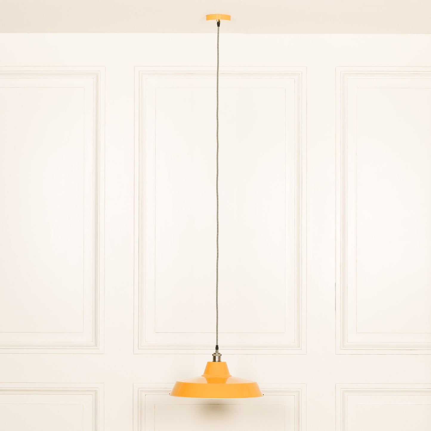 Factory Style Mustard Yellow Enamel Painted 46cm Pendant Light CasaFenix