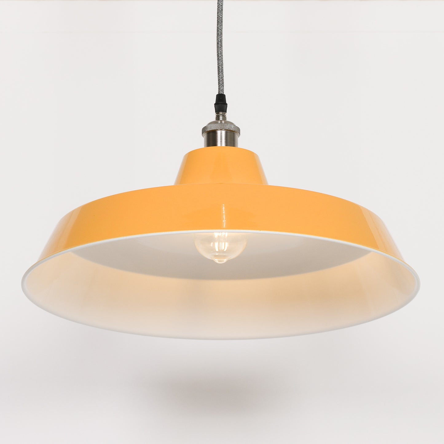 Factory Style Mustard Yellow Enamel Painted 46cm Pendant Light CasaFenix