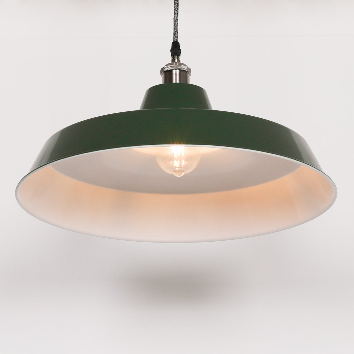 Factory Style British Green Enamel Painted 46cm Pendant Light CasaFenix