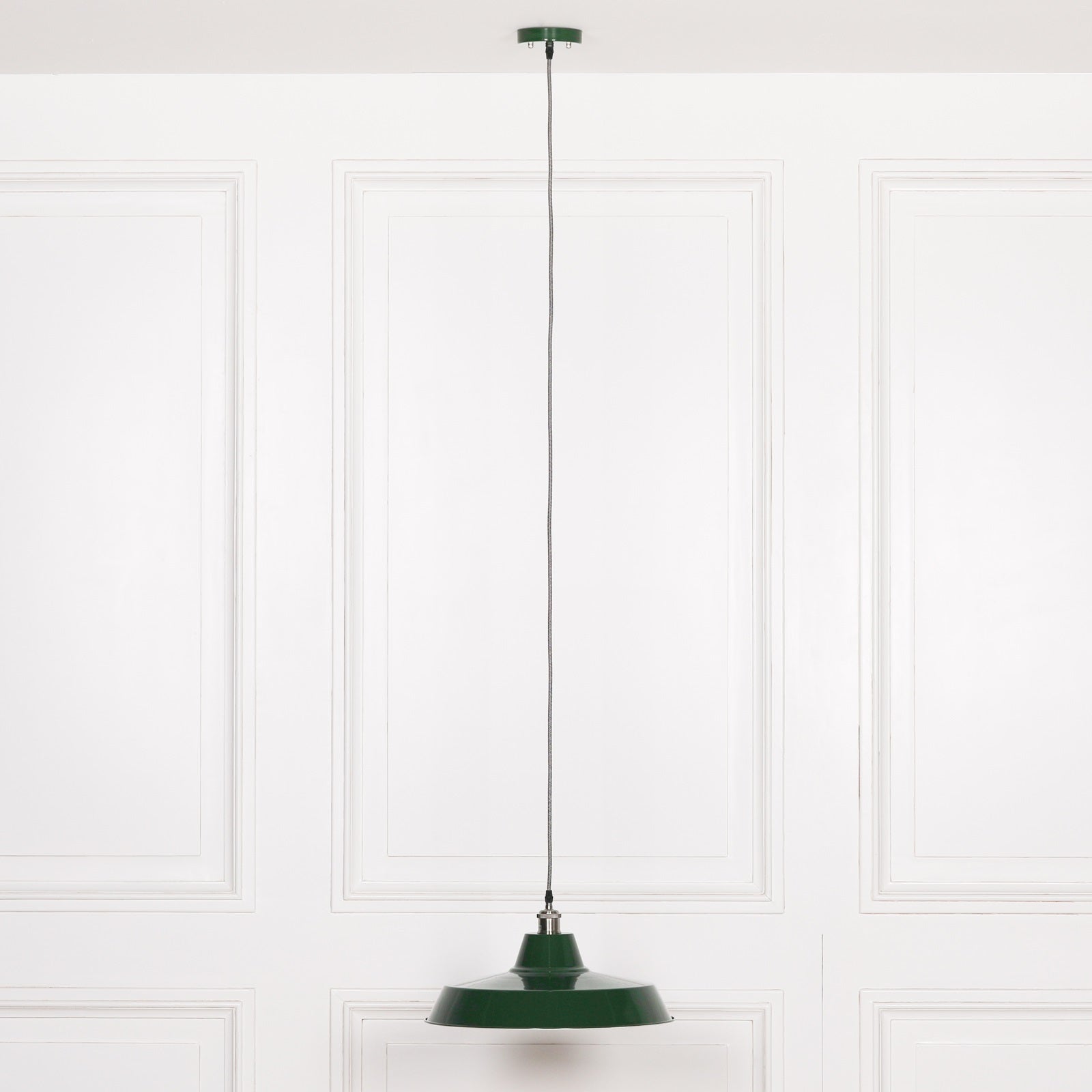 Factory Style British Green Enamel Painted 46cm Pendant Light CasaFenix