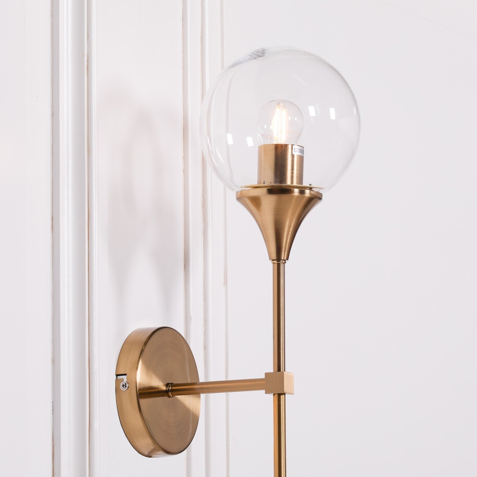 Gold Satin Deco Glass Ball Wall Light CasaFenix