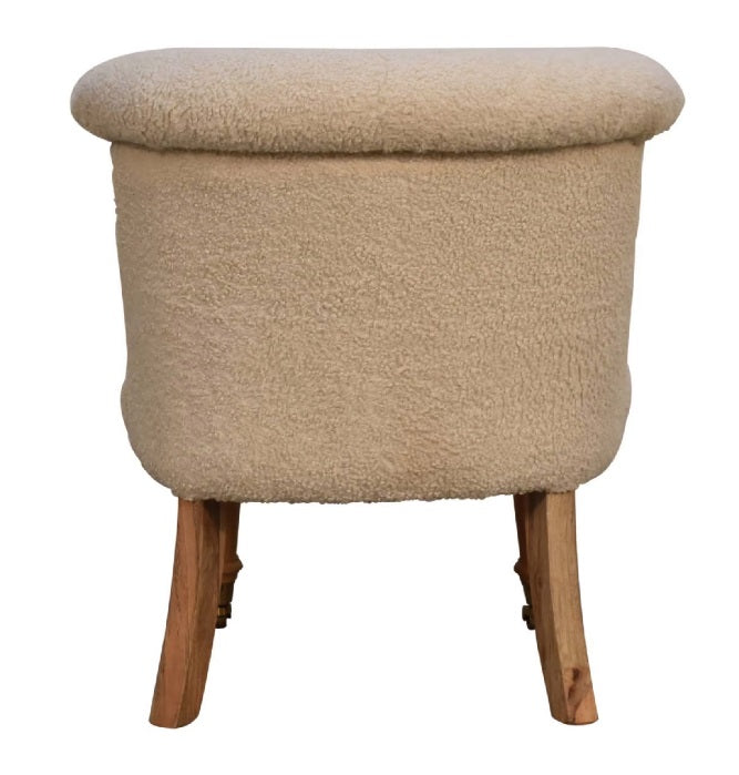 Boucle French Cream Accent Upholstered Button Back Chair - CasaFenix