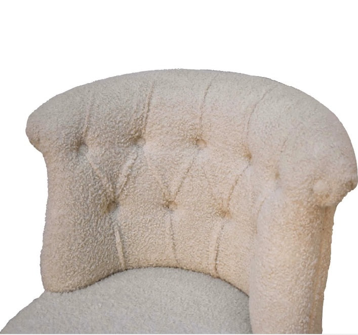 Boucle French Cream Accent Upholstered Button Back Chair - CasaFenix