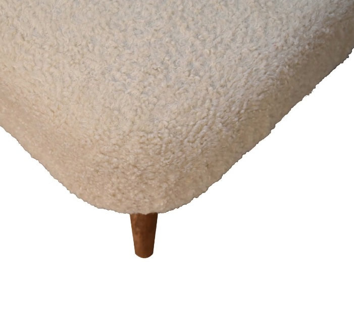 Boucle Cream Fabric Square Footstool - CasaFenix