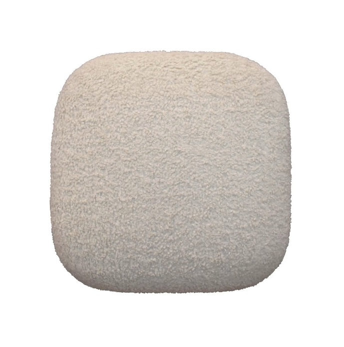 Boucle Cream Fabric Square Footstool - CasaFenix