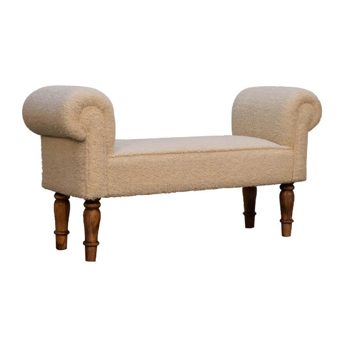 Bouclé Cream Fabric Bedroom Bench Seat - CasaFenix