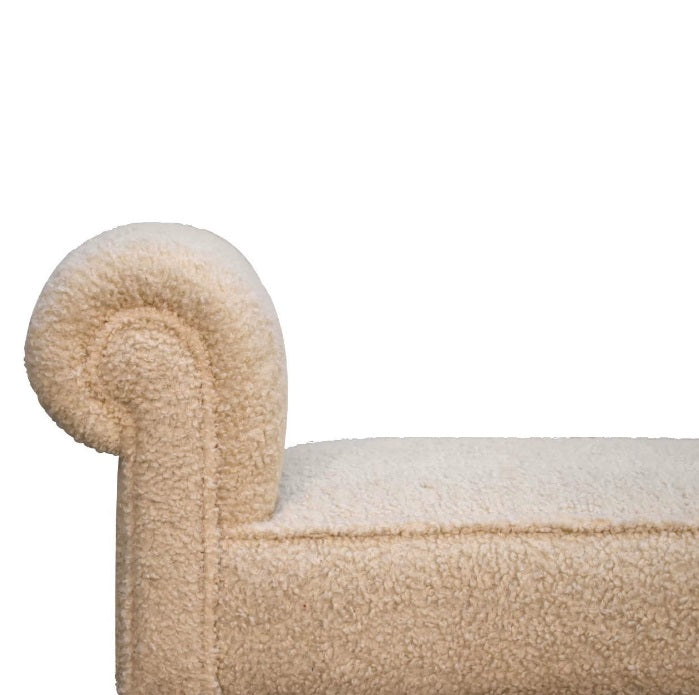 Bouclé Cream Fabric Bedroom Bench Seat - CasaFenix