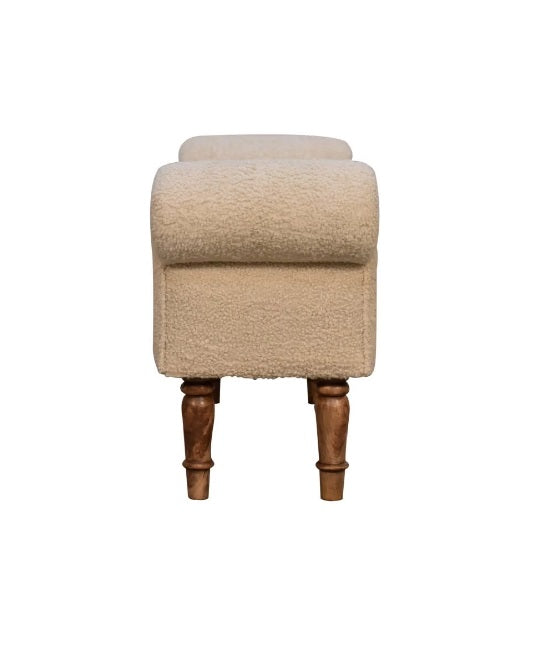 Bouclé Cream Fabric Bedroom Bench Seat - CasaFenix